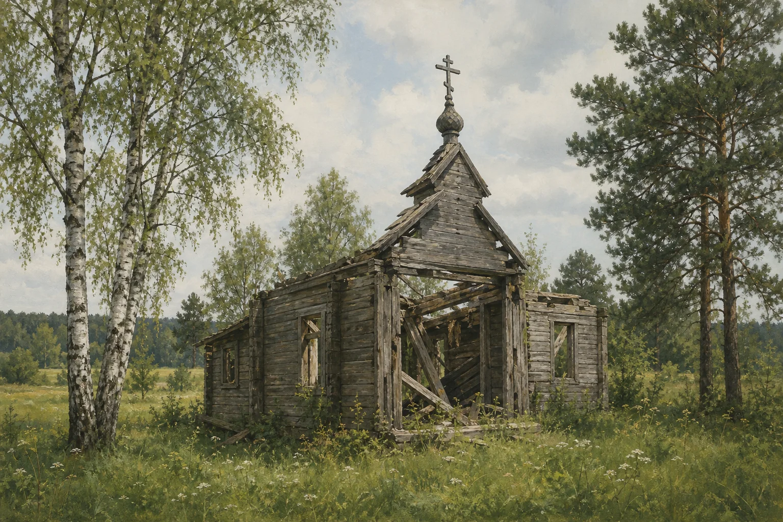 Борки, часовня (дерев.; руины)
