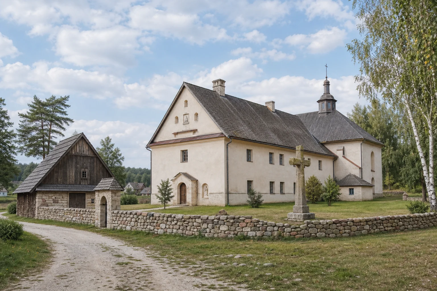 Каменный крест с прилегающей территорией