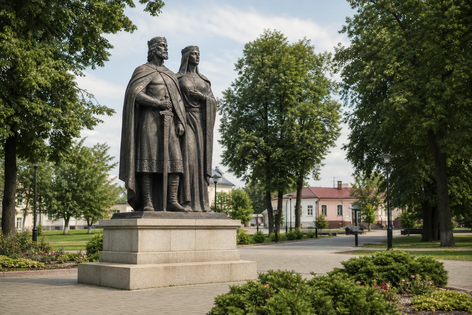 Кобрин. Памятник князю Владимиру и княгине Ольге