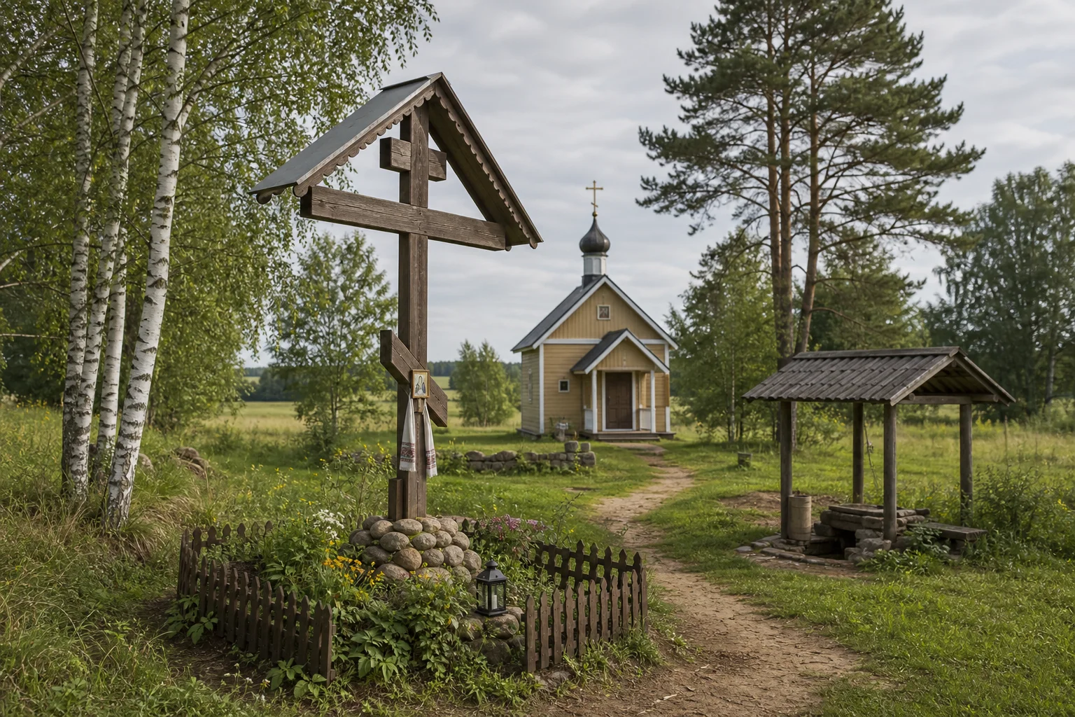Лососна, крест-оберег придорожный
