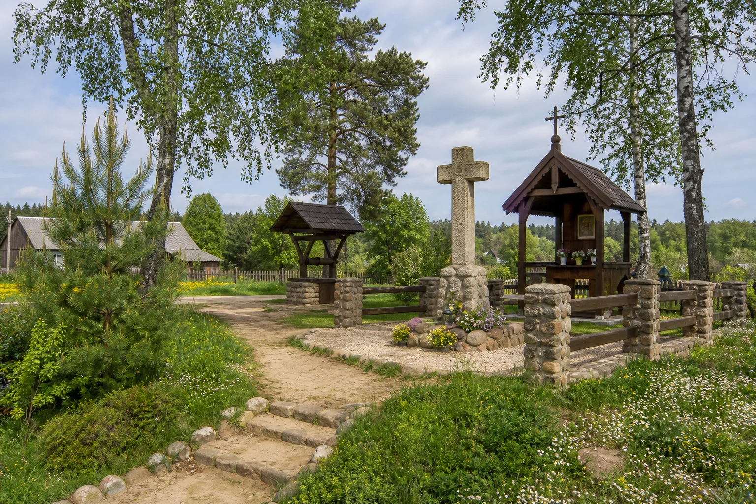 Любань, каменный крест
