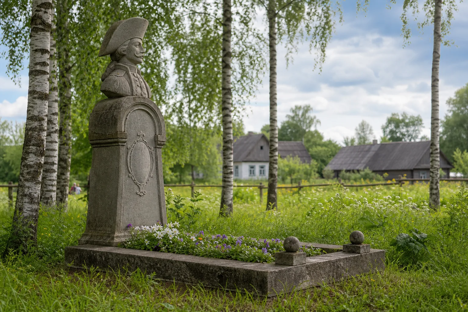 Могила и памятник барону Мюнхгаузену