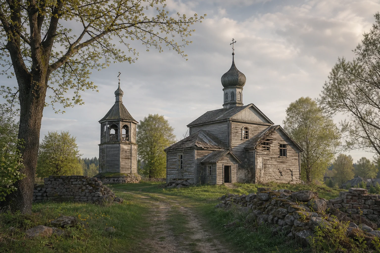 Найденовичи, церковь (дерев.; руины)