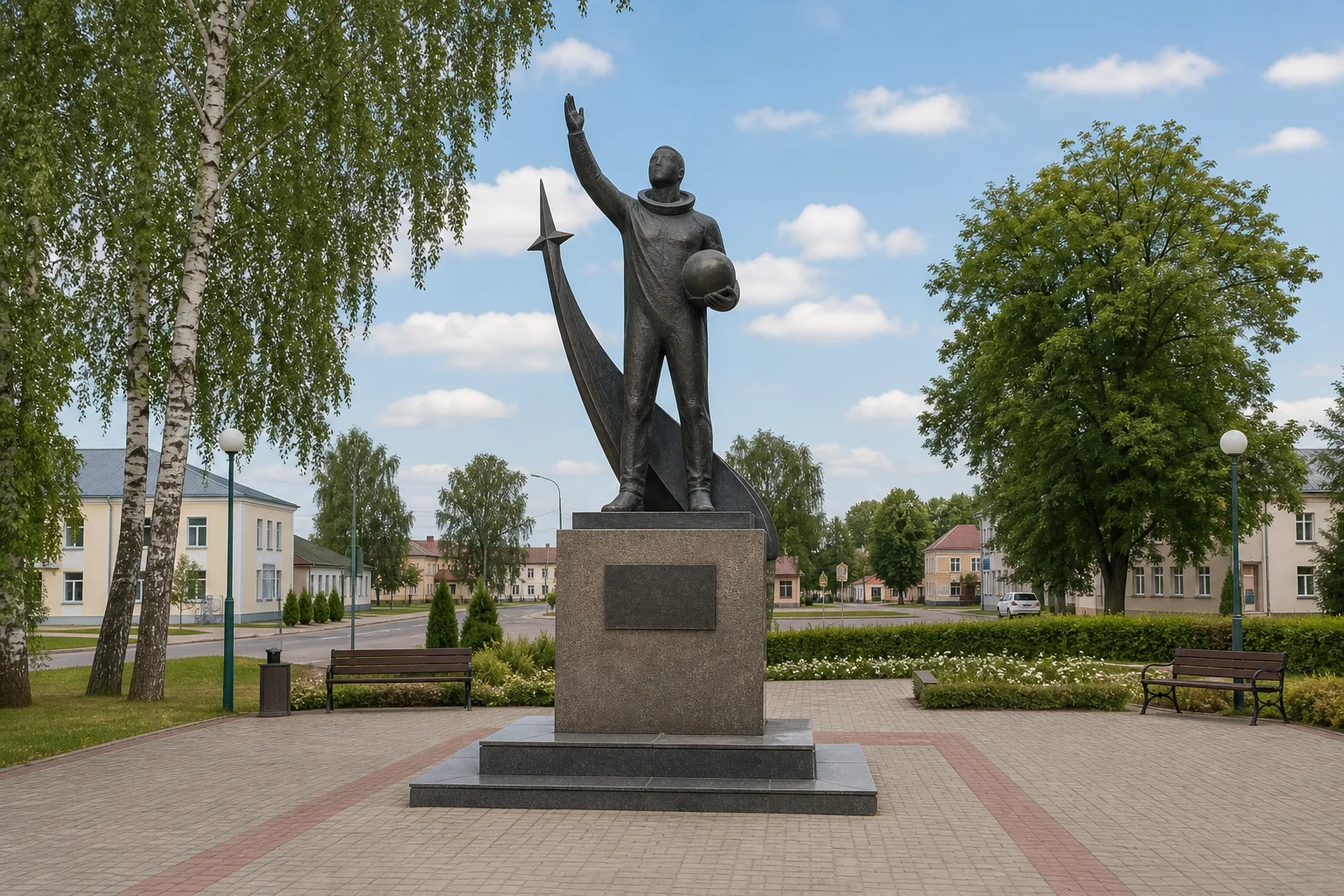 Памятник космонавту Владимиру Коваленку в Крупках