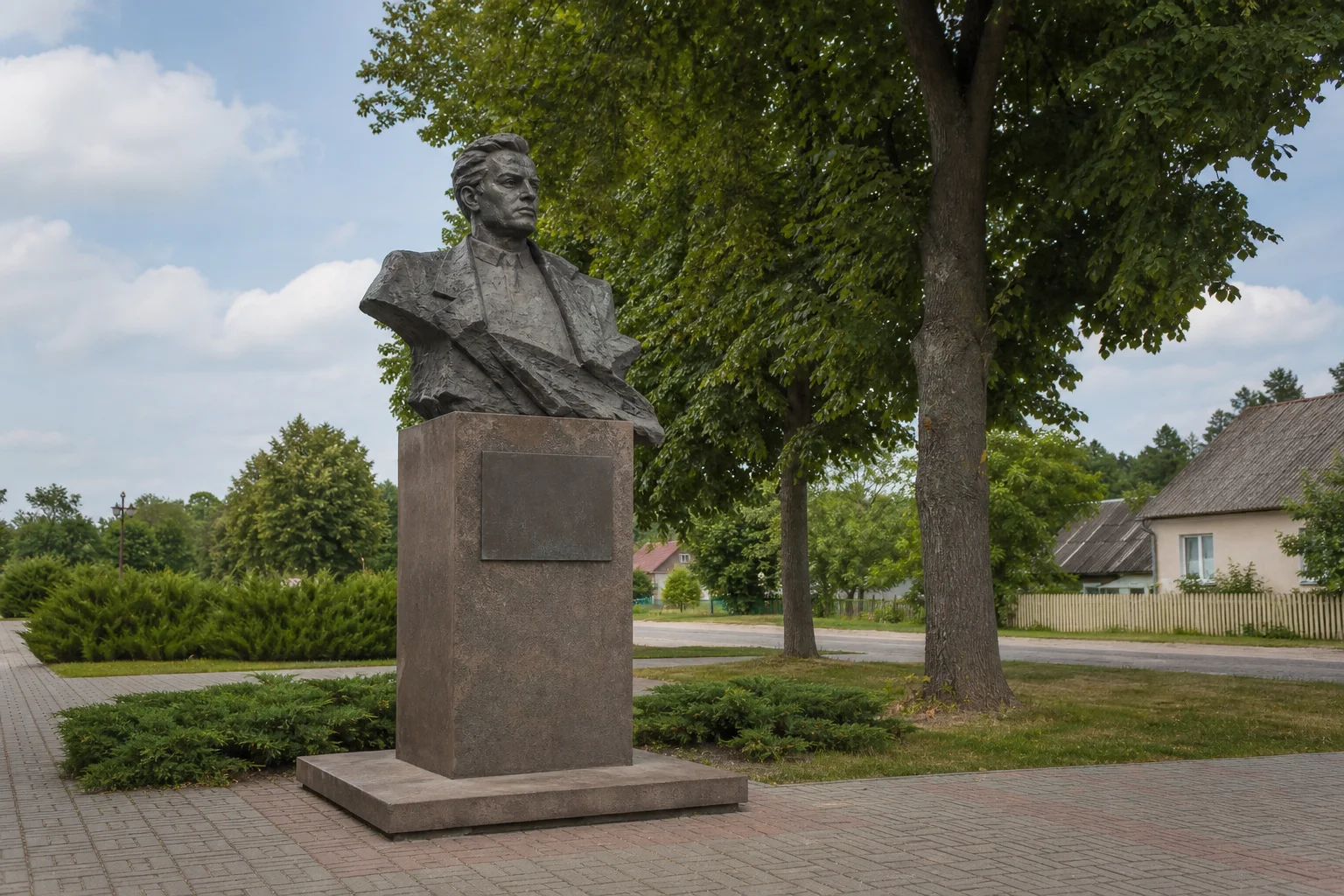 Памятник Яну Чечоту в деревне Новая Мышь