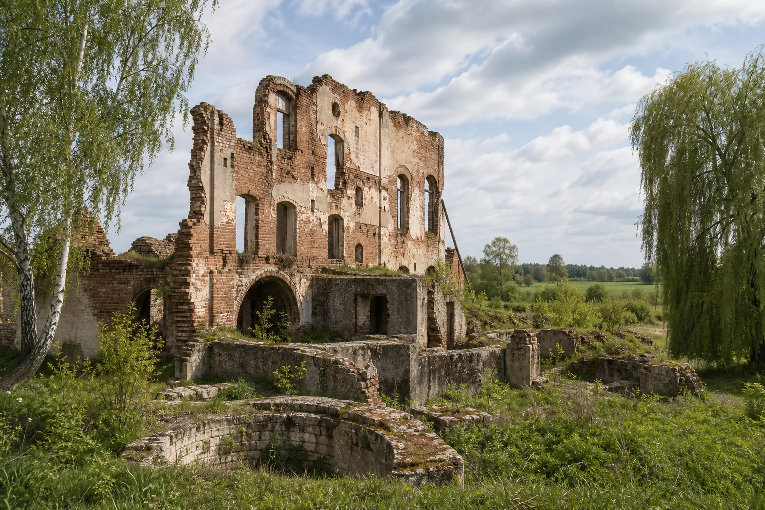 Руины мельницы в Мощенах