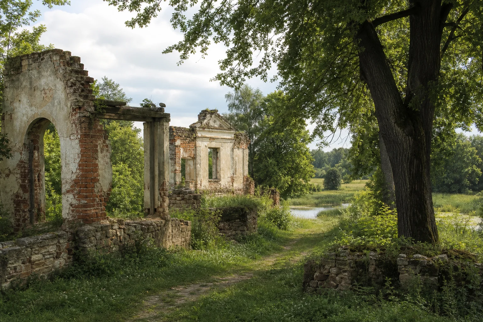 Руины усадьбы и остатки парка Боровских XIX - нач. XX вв. в Луковце