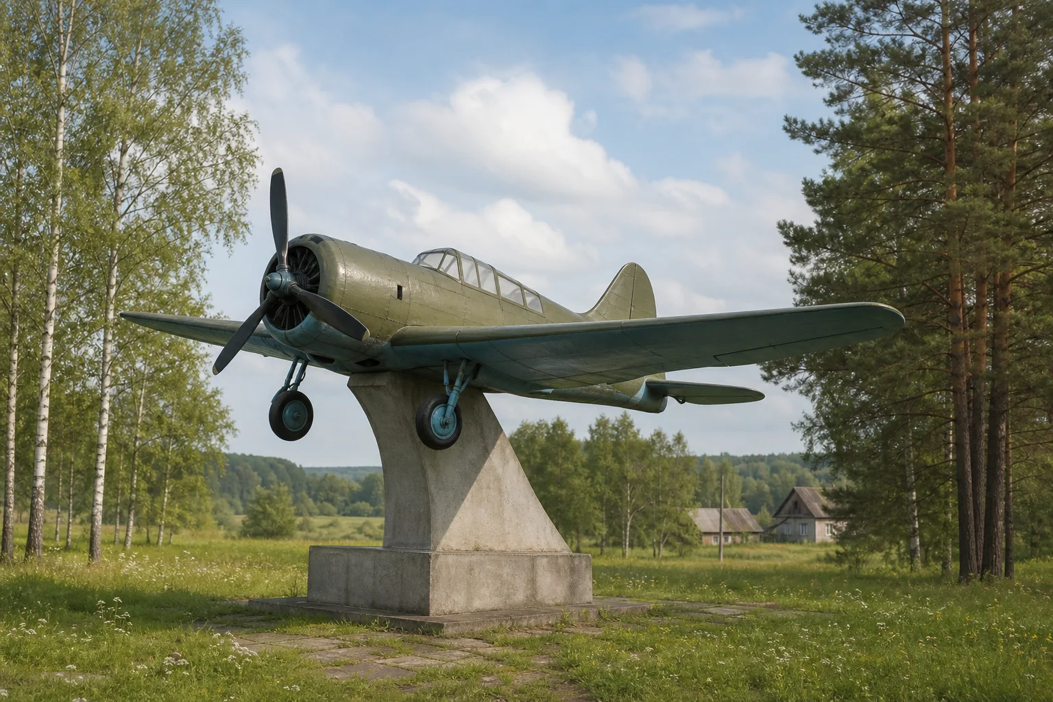 Самолет-памятник партизанскому аэродрому в Бегомле