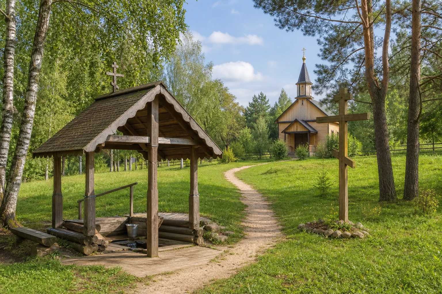 Самородники, кресты мемориальные (?) (дерев.)