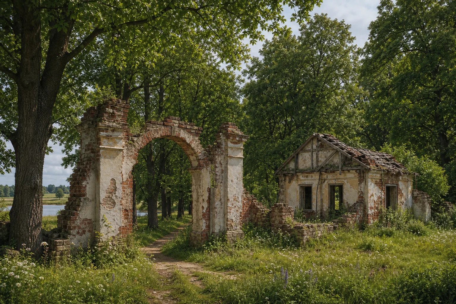Станьково, усадьба: брама и сторожка (руины)