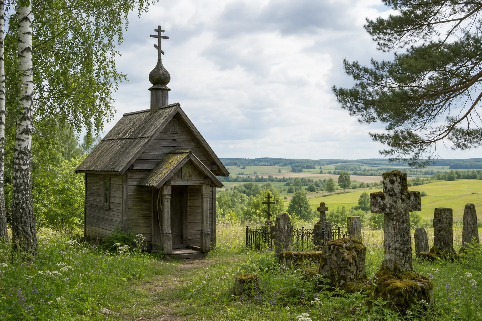 Старинное кладбище у деревни Ясенец