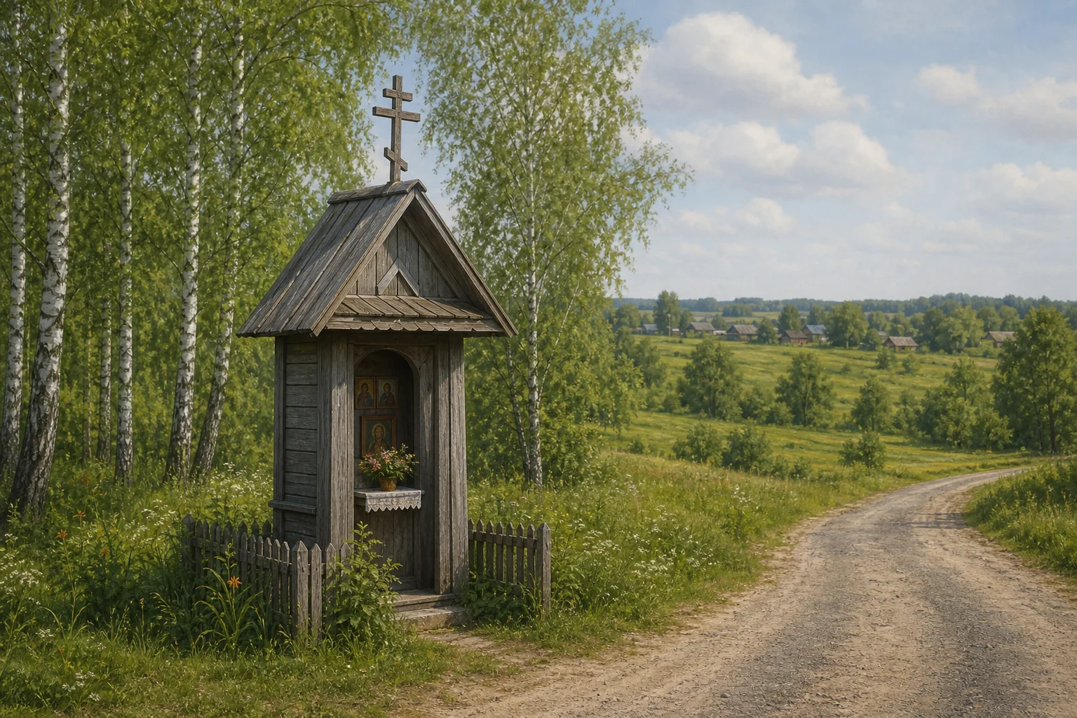 Великий Двор, часовня придорожная (дерев.)