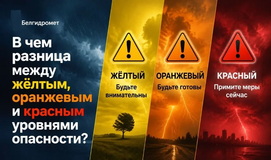 Зеленый, желтый, оранжевый, красный: что означают уровни опасности погоды в Беларуси